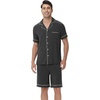 image:imageWiWi Bamboo Viscose Mens Pajamas Set Soft Button Down Cooling Sleepwear and Pants Knit Lounge PJs with Pockets SXXLBcharcoal Heather