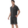 image:imageWiWi Bamboo Viscose Mens Pajamas Set Soft Button Down Cooling Sleepwear and Pants Knit Lounge PJs with Pockets SXXLBcharcoal Heather