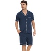 image:imageWiWi Bamboo Viscose Mens Pajamas Set Soft Button Down Cooling Sleepwear and Pants Knit Lounge PJs with Pockets SXXLBdark Blue