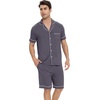image:imageWiWi Bamboo Viscose Mens Pajamas Set Soft Button Down Cooling Sleepwear and Pants Knit Lounge PJs with Pockets SXXLBdark Grey