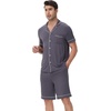 image:imageWiWi Bamboo Viscose Mens Pajamas Set Soft Button Down Cooling Sleepwear and Pants Knit Lounge PJs with Pockets SXXLBdark Grey