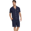 image:imageWiWi Bamboo Viscose Mens Pajamas Set Soft Button Down Cooling Sleepwear and Pants Knit Lounge PJs with Pockets SXXLBnavy