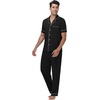image:imageWiWi Bamboo Viscose Mens Pajamas Set Soft Button Down Cooling Sleepwear and Pants Knit Lounge PJs with Pockets SXXLCblack