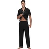 image:imageWiWi Bamboo Viscose Mens Pajamas Set Soft Button Down Cooling Sleepwear and Pants Knit Lounge PJs with Pockets SXXLCblack