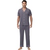 image:imageWiWi Bamboo Viscose Mens Pajamas Set Soft Button Down Cooling Sleepwear and Pants Knit Lounge PJs with Pockets SXXLCdark Grey