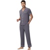 image:imageWiWi Bamboo Viscose Mens Pajamas Set Soft Button Down Cooling Sleepwear and Pants Knit Lounge PJs with Pockets SXXLCdark Grey