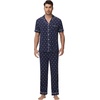 image:imageWiWi Bamboo Viscose Mens Pajamas Set Soft Button Down Cooling Sleepwear and Pants Knit Lounge PJs with Pockets SXXLCdeer on Navy