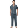 image:imageWiWi Bamboo Viscose Mens Pajamas Set Soft Button Down Cooling Sleepwear and Pants Knit Lounge PJs with Pockets SXXLCgrayish Blue