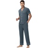 image:imageWiWi Bamboo Viscose Mens Pajamas Set Soft Button Down Cooling Sleepwear and Pants Knit Lounge PJs with Pockets SXXLCgrayish Blue