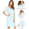 image:imageWiWi Bamboo Viscose Nightgowns for Women Short Sleeve V Neck Sleepwear Super Soft Sleep Dress Cool Plus Size Nightshirt S4XAaqua