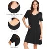 image:imageWiWi Bamboo Viscose Nightgowns for Women Short Sleeve V Neck Sleepwear Super Soft Sleep Dress Cool Plus Size Nightshirt S4XAblack