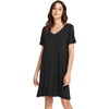image:imageWiWi Bamboo Viscose Nightgowns for Women Short Sleeve V Neck Sleepwear Super Soft Sleep Dress Cool Plus Size Nightshirt S4XAblack
