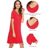 image:imageWiWi Bamboo Viscose Nightgowns for Women Short Sleeve V Neck Sleepwear Super Soft Sleep Dress Cool Plus Size Nightshirt S4XAbright Red