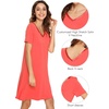 image:imageWiWi Bamboo Viscose Nightgowns for Women Short Sleeve V Neck Sleepwear Super Soft Sleep Dress Cool Plus Size Nightshirt S4XAcoral