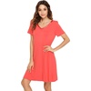 image:imageWiWi Bamboo Viscose Nightgowns for Women Short Sleeve V Neck Sleepwear Super Soft Sleep Dress Cool Plus Size Nightshirt S4XAcoral