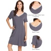 image:imageWiWi Bamboo Viscose Nightgowns for Women Short Sleeve V Neck Sleepwear Super Soft Sleep Dress Cool Plus Size Nightshirt S4XAdark Grey