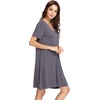 image:imageWiWi Bamboo Viscose Nightgowns for Women Short Sleeve V Neck Sleepwear Super Soft Sleep Dress Cool Plus Size Nightshirt S4XAdark Grey