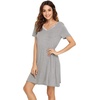image:imageWiWi Bamboo Viscose Nightgowns for Women Short Sleeve V Neck Sleepwear Super Soft Sleep Dress Cool Plus Size Nightshirt S4XAheather Grey