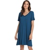 image:imageWiWi Bamboo Viscose Nightgowns for Women Short Sleeve V Neck Sleepwear Super Soft Sleep Dress Cool Plus Size Nightshirt S4XAink Blue