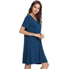 image:imageWiWi Bamboo Viscose Nightgowns for Women Short Sleeve V Neck Sleepwear Super Soft Sleep Dress Cool Plus Size Nightshirt S4XAink Blue