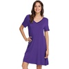 image:imageWiWi Bamboo Viscose Nightgowns for Women Short Sleeve V Neck Sleepwear Super Soft Sleep Dress Cool Plus Size Nightshirt S4XAlilac