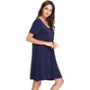 image:imageWiWi Bamboo Viscose Nightgowns for Women Short Sleeve V Neck Sleepwear Super Soft Sleep Dress Cool Plus Size Nightshirt S4XAnavy