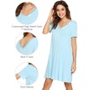 image:imageWiWi Bamboo Viscose Nightgowns for Women Short Sleeve V Neck Sleepwear Super Soft Sleep Dress Cool Plus Size Nightshirt S4XApale Blue