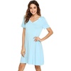 image:imageWiWi Bamboo Viscose Nightgowns for Women Short Sleeve V Neck Sleepwear Super Soft Sleep Dress Cool Plus Size Nightshirt S4XApale Blue