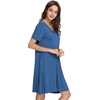 image:imageWiWi Bamboo Viscose Nightgowns for Women Short Sleeve V Neck Sleepwear Super Soft Sleep Dress Cool Plus Size Nightshirt S4XAprussian Blue