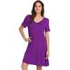 image:imageWiWi Bamboo Viscose Nightgowns for Women Short Sleeve V Neck Sleepwear Super Soft Sleep Dress Cool Plus Size Nightshirt S4XApurple