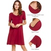 image:imageWiWi Bamboo Viscose Nightgowns for Women Short Sleeve V Neck Sleepwear Super Soft Sleep Dress Cool Plus Size Nightshirt S4XAwine