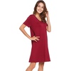 image:imageWiWi Bamboo Viscose Nightgowns for Women Short Sleeve V Neck Sleepwear Super Soft Sleep Dress Cool Plus Size Nightshirt S4XAwine