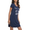 image:imageWiWi Bamboo Viscose Nightgowns for Women Short Sleeve V Neck Sleepwear Super Soft Sleep Dress Cool Plus Size Nightshirt S4XBdark Blue Eye