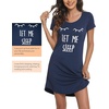 image:imageWiWi Bamboo Viscose Nightgowns for Women Short Sleeve V Neck Sleepwear Super Soft Sleep Dress Cool Plus Size Nightshirt S4XBdark Blue Eye