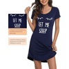 image:imageWiWi Bamboo Viscose Nightgowns for Women Short Sleeve V Neck Sleepwear Super Soft Sleep Dress Cool Plus Size Nightshirt S4XBnavy Eye