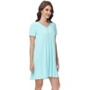 image:imageWiWi Bamboo Viscose Nightgowns for Women Short Sleeve V Neck Sleepwear Super Soft Sleep Dress Cool Plus Size Nightshirt S4XDaqua