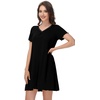 image:imageWiWi Bamboo Viscose Nightgowns for Women Short Sleeve V Neck Sleepwear Super Soft Sleep Dress Cool Plus Size Nightshirt S4XDblack