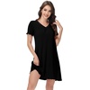 image:imageWiWi Bamboo Viscose Nightgowns for Women Short Sleeve V Neck Sleepwear Super Soft Sleep Dress Cool Plus Size Nightshirt S4XDblack