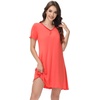 image:imageWiWi Bamboo Viscose Nightgowns for Women Short Sleeve V Neck Sleepwear Super Soft Sleep Dress Cool Plus Size Nightshirt S4XDcoral