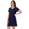 image:imageWiWi Bamboo Viscose Nightgowns for Women Short Sleeve V Neck Sleepwear Super Soft Sleep Dress Cool Plus Size Nightshirt S4XDnavy