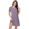 image:imageWiWi Bamboo Viscose Nightgowns for Women Short Sleeve V Neck Sleepwear Super Soft Sleep Dress Cool Plus Size Nightshirt S4XDviolet