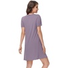 image:imageWiWi Bamboo Viscose Nightgowns for Women Short Sleeve V Neck Sleepwear Super Soft Sleep Dress Cool Plus Size Nightshirt S4XDviolet