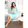 image:imageWiWi Bamboo Viscose Nightgowns for Women Soft Long Sleeve Sleep Shirt Nightshirts Cooling Pajamas Sleepwear S4XAaqua