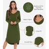 image:imageWiWi Bamboo Viscose Nightgowns for Women Soft Long Sleeve Sleep Shirt Nightshirts Cooling Pajamas Sleepwear S4XAarmy Green
