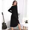 image:imageWiWi Bamboo Viscose Nightgowns for Women Soft Long Sleeve Sleep Shirt Nightshirts Cooling Pajamas Sleepwear S4XAblack