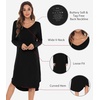 image:imageWiWi Bamboo Viscose Nightgowns for Women Soft Long Sleeve Sleep Shirt Nightshirts Cooling Pajamas Sleepwear S4XAblack