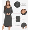 image:imageWiWi Bamboo Viscose Nightgowns for Women Soft Long Sleeve Sleep Shirt Nightshirts Cooling Pajamas Sleepwear S4XAcharcoal