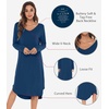 image:imageWiWi Bamboo Viscose Nightgowns for Women Soft Long Sleeve Sleep Shirt Nightshirts Cooling Pajamas Sleepwear S4XAink Blue
