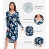 image:imageWiWi Bamboo Viscose Nightgowns for Women Soft Long Sleeve Sleep Shirt Nightshirts Cooling Pajamas Sleepwear S4XAink Blue Floral