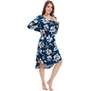 image:imageWiWi Bamboo Viscose Nightgowns for Women Soft Long Sleeve Sleep Shirt Nightshirts Cooling Pajamas Sleepwear S4XAink Blue Floral